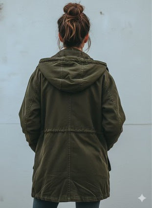 Damen Winterjacke mit Kapuze Grün