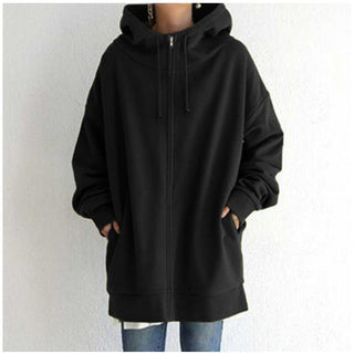 Damenjacke Oversized mit Reißverschluss in Schwarz