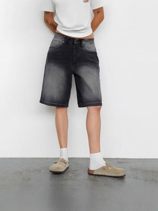 Denim Jorts Damen High Waist knielang - Cecile LavelleDunkelgrau