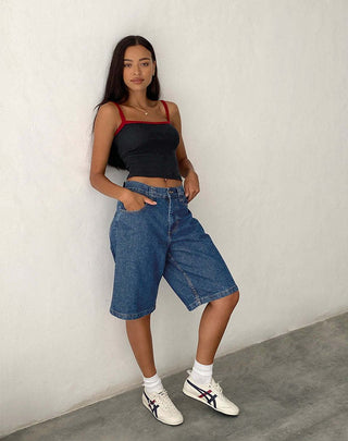 Denim Jorts Damen High Waist knielang - Cecile LavelleHellblau