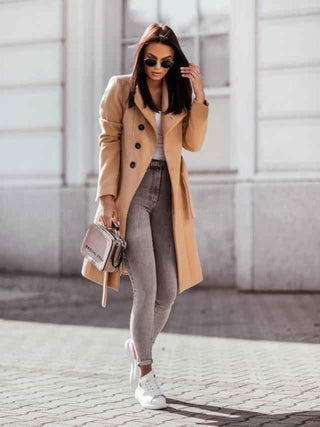 Doppelreihiger Trenchcoat tailliert - Cecile LavelleGrau