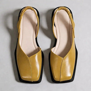 Elegante Damen Ballerinas Mit Square Toe - Cecile LavelleOlivgrün