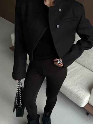 Elegante Damen Kurzjacke mit Stehkragen - Cecile LavelleSchwarz