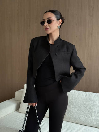 Elegante Damen Kurzjacke mit Stehkragen - Cecile LavelleSchwarz