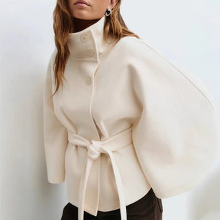 Eleganter Cape - Mantel mit Gürtel - Cecile LavelleBeige
