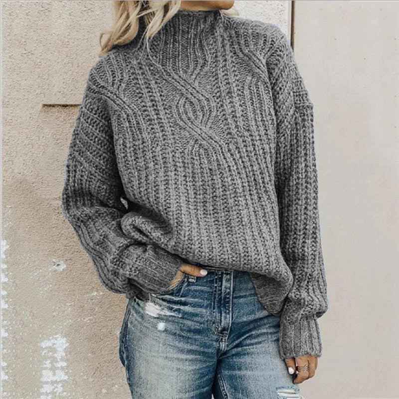 Elegant women's sweater with round neck