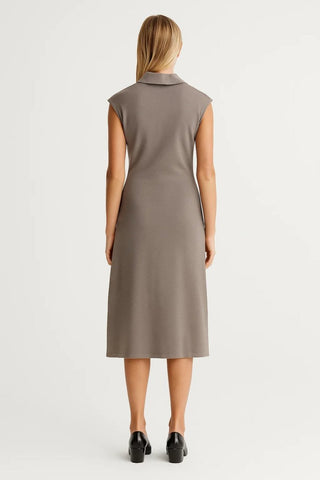 Etuikleid Damen Midi Elegant Ärmellos - Cecile LavelleTaupe