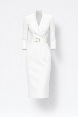 Etuikleid Damen Midi Elegant - Cecile LavelleWeiß