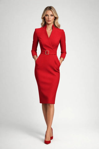 Etuikleid Damen Midi Elegant - Cecile LavelleRot