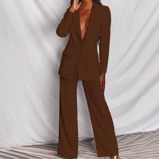 Evelyn – Taillierter Blazer & Weit geschnittene Hose Anzug - Set - Cecile LavelleDunkelrosa
