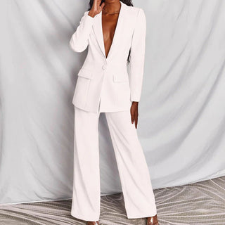Evelyn – Taillierter Blazer & Weit geschnittene Hose Anzug - Set - Cecile LavelleWeiss