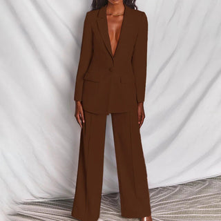 Evelyn – Taillierter Blazer & Weit geschnittene Hose Anzug - Set - Cecile LavelleBraun