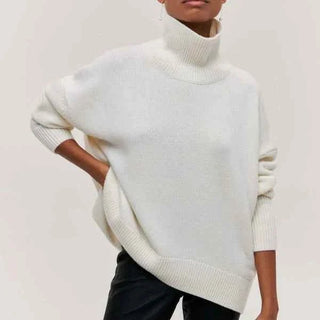 Figurbetonter Damen Rollkragenpullover - Cecile LavelleWeiß