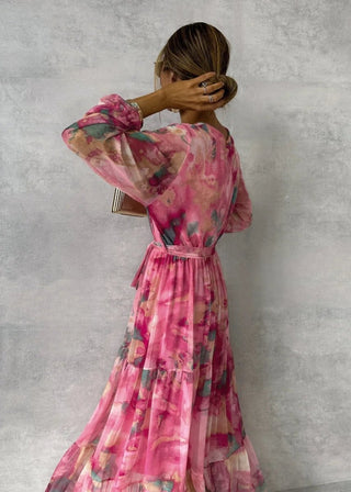 Florales Maxikleid mit Ärmeln - Cecile LavelleRosa