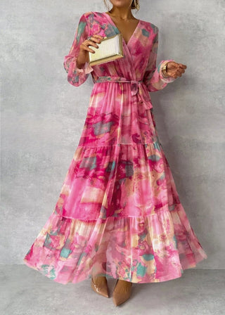Florales Maxikleid mit Ärmeln - Cecile LavelleRosa
