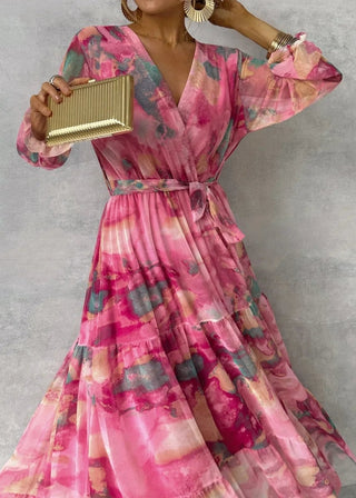 Florales Maxikleid mit Ärmeln - Cecile LavelleRosa