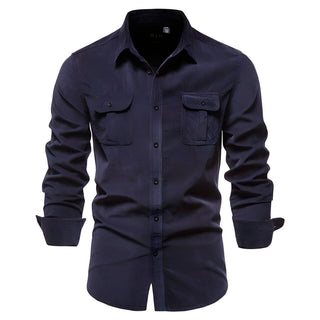 Freizeithemd Kurzarm Herren Slim Fit - Cecile LavelleMarineblau