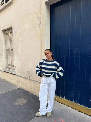Gestreifter Pullover Damen - Cecile LavelleGrau