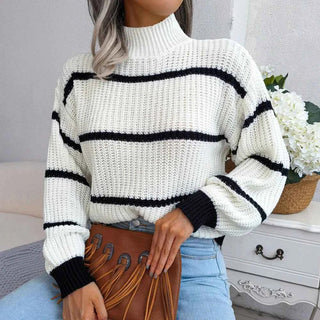 Gestreifter Strickpullover Damen - Cecile LavelleWeiß