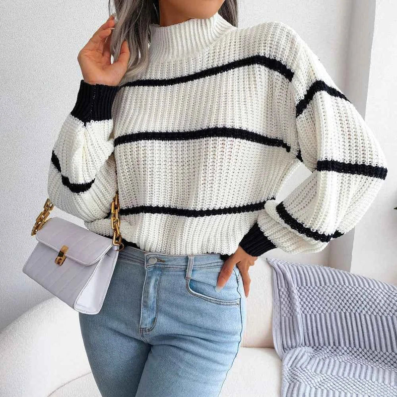 Striped knit sweater for women