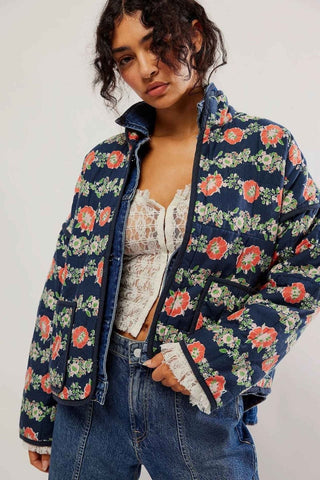 Gewämmter Kurzmantel mit Patches - Cecile LavelleMarineblau