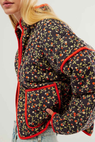 Gewämmter Kurzmantel mit Patches - Cecile Lavellegeblümt