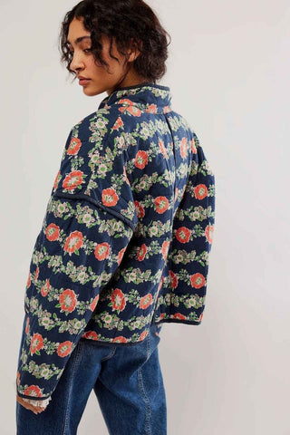 Gewämmter Kurzmantel mit Patches - Cecile Lavellegeblümt