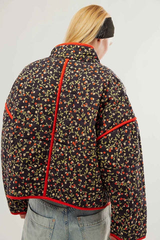 Gewämmter Kurzmantel mit Patches - Cecile Lavellegeblümt