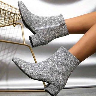 Glitzer Stiefeletten - Cecile LavelleSilber