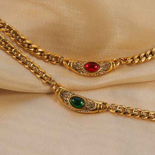 Goldkette Mit Steinen - Cecile LavelleAquamarin