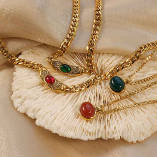 Goldkette Mit Steinen - Cecile LavelleAquamarin