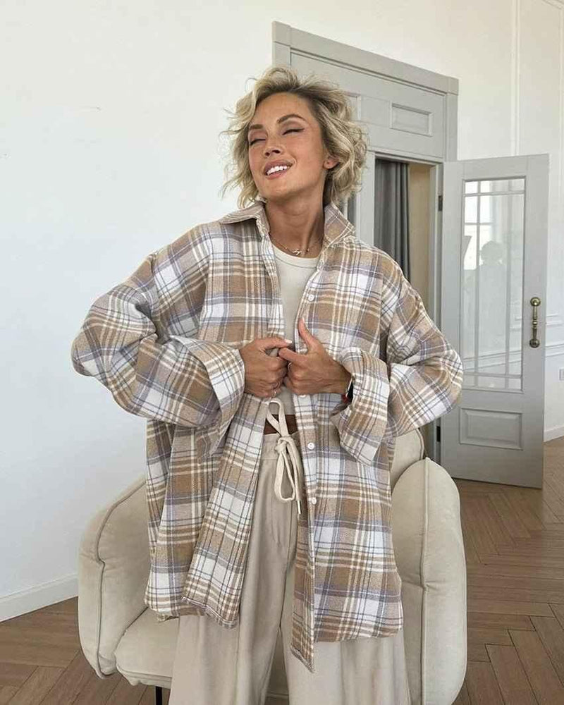 Harper – Oversized Flannel Shirt in Checkered Pattern