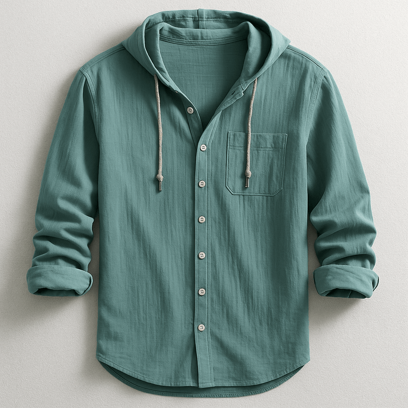 Men's Button-Down Shirt with Hood