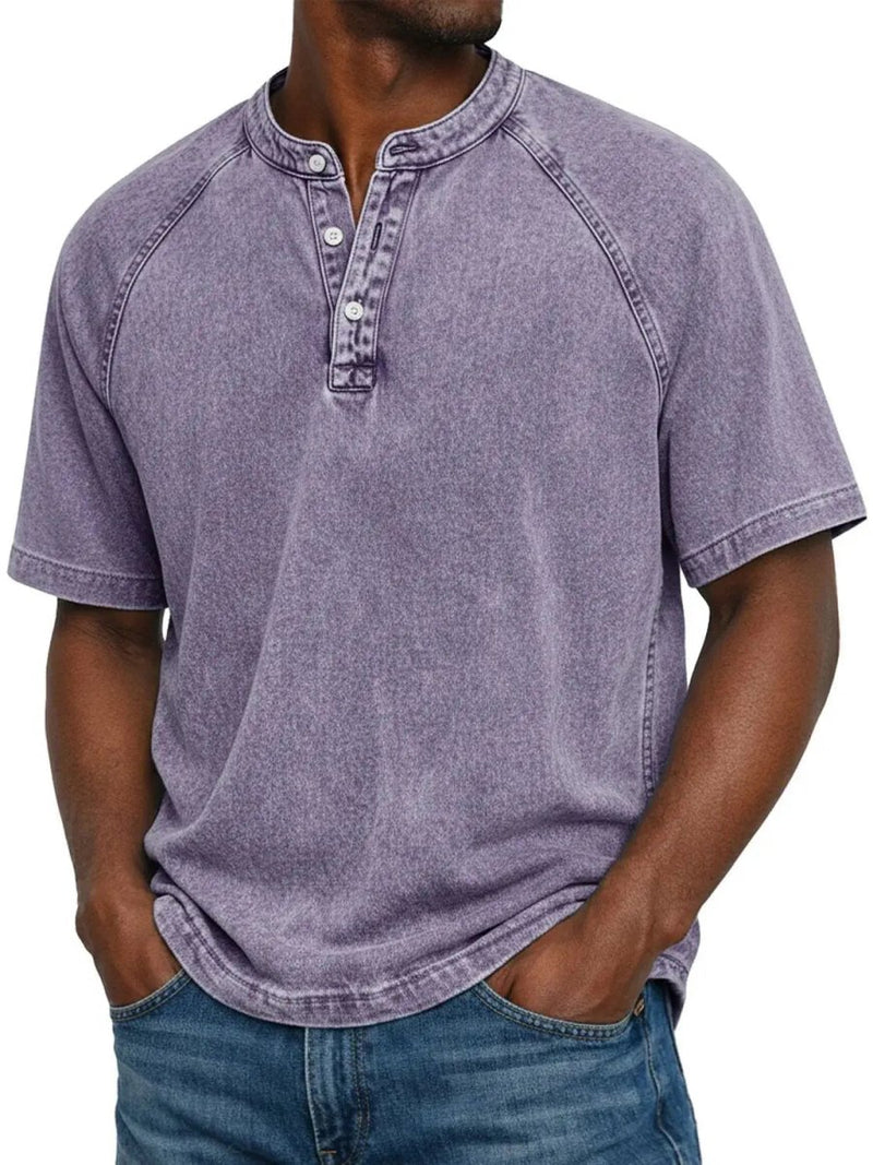 Men's Short-Sleeve Henley Shirt in Vintage Look