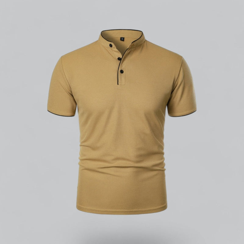 Henley T-Shirt Men’s Short Sleeve Stand Collar