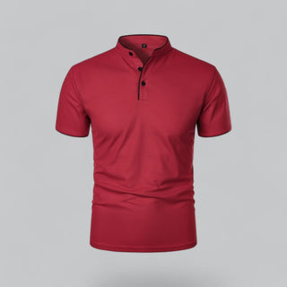 Henley T-Shirt Herren Kurzarm Stehkragen - Cecile LavelleRot