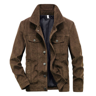 Herren Cordjacke Stehkragen Casual - Cecile LavelleKaffee
