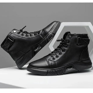 Herren High Top Schuhe Mit Reißverschluss Und Schnürung - Cecile LavelleSchwarz