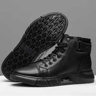 Herren High Top Schuhe Mit Reißverschluss Und Schnürung - Cecile LavelleSchwarz
