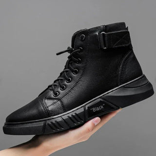 Herren High Top Schuhe Mit Reißverschluss Und Schnürung - Cecile LavelleSchwarz