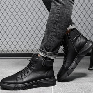 Herren High Top Schuhe Mit Reißverschluss Und Schnürung - Cecile LavelleSchwarz