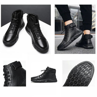 Herren High Top Schuhe Mit Reißverschluss Und Schnürung - Cecile LavelleSchwarz