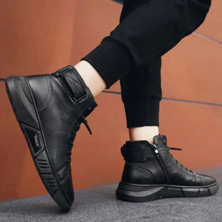 Herren High Top Schuhe Mit Reißverschluss Und Schnürung - Cecile LavelleSchwarz