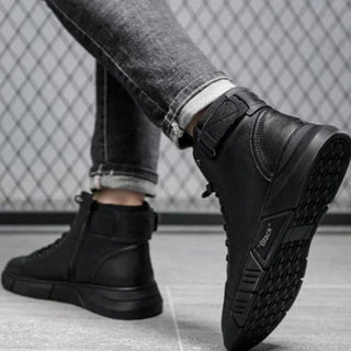 Herren High Top Schuhe Mit Reißverschluss Und Schnürung - Cecile LavelleSchwarz