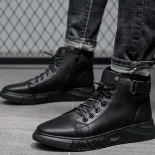 Herren High Top Schuhe Mit Reißverschluss Und Schnürung - Cecile LavelleSchwarz