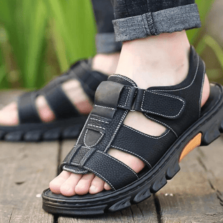 Herren Komfort Sandalen mit Klettverschluss - Cecile LavelleSchwarz