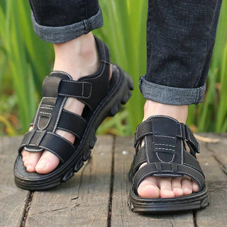 Herren Komfort Sandalen mit Klettverschluss - Cecile LavelleBraun