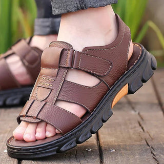 Herren Komfort Sandalen mit Klettverschluss - Cecile LavelleBraun