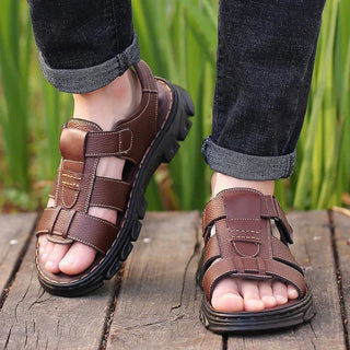 Herren Komfort Sandalen mit Klettverschluss - Cecile LavelleBraun