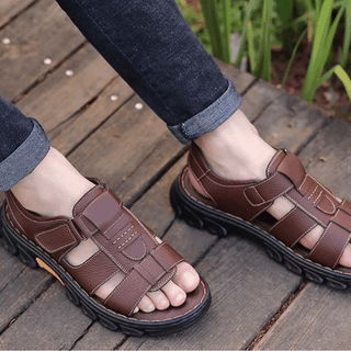 Herren Komfort Sandalen mit Klettverschluss - Cecile LavelleBraun